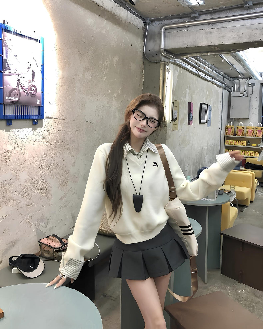 カレッジレイヤード風ニットトップス Mc 663