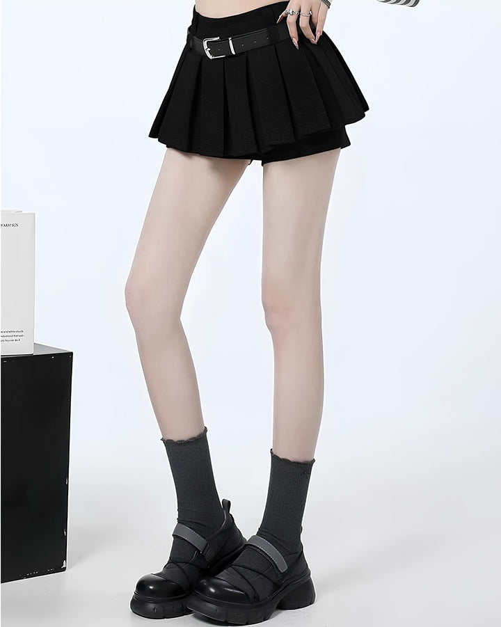 ベルト付きフレアショーパンミニスカート Mc 664