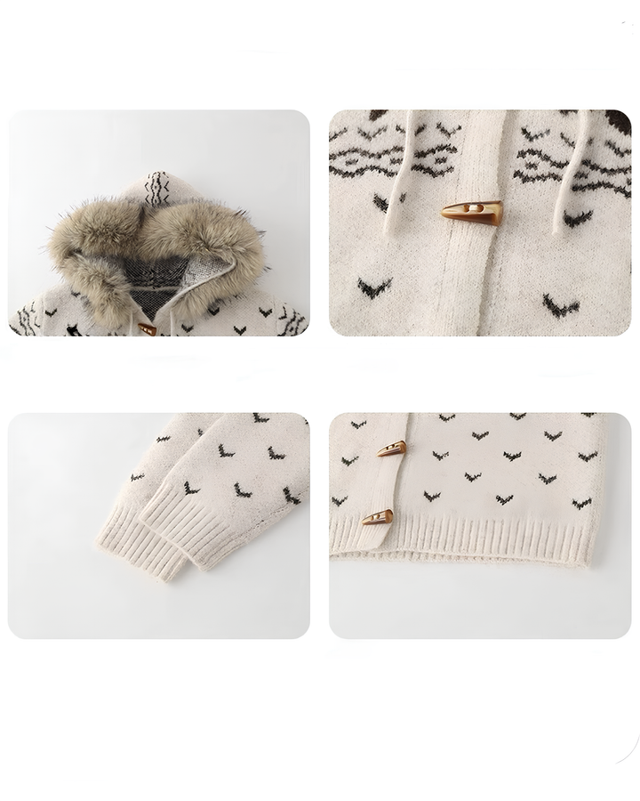 ファー襟リボンノルディックニットフーディ Mc 699