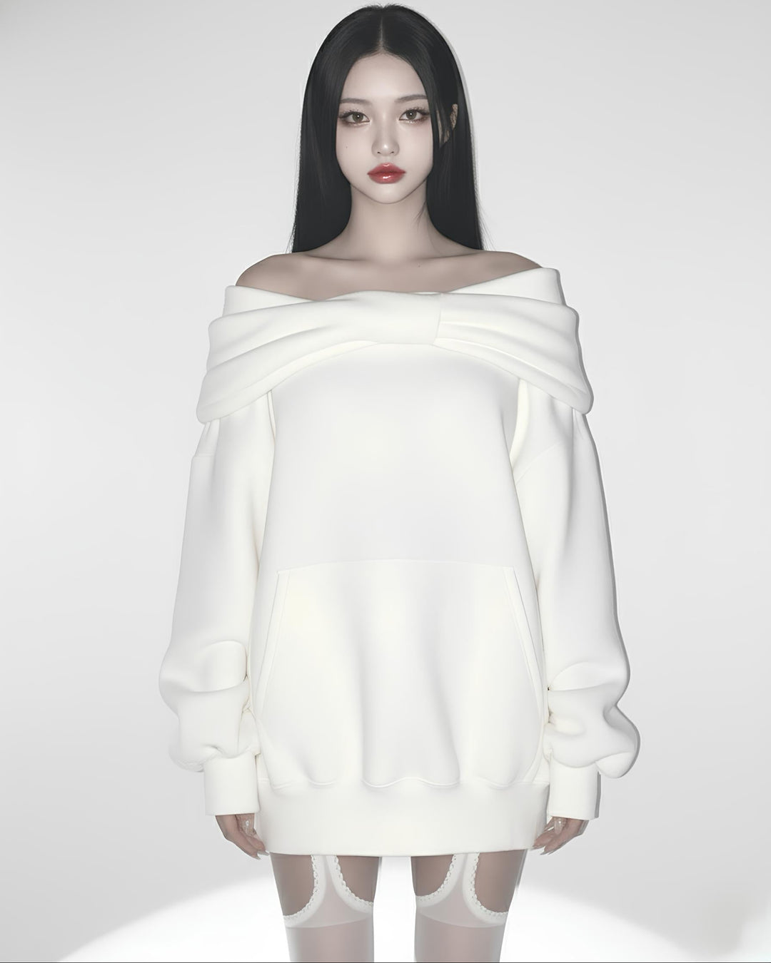 リボンオフショルフーディー Mc 712