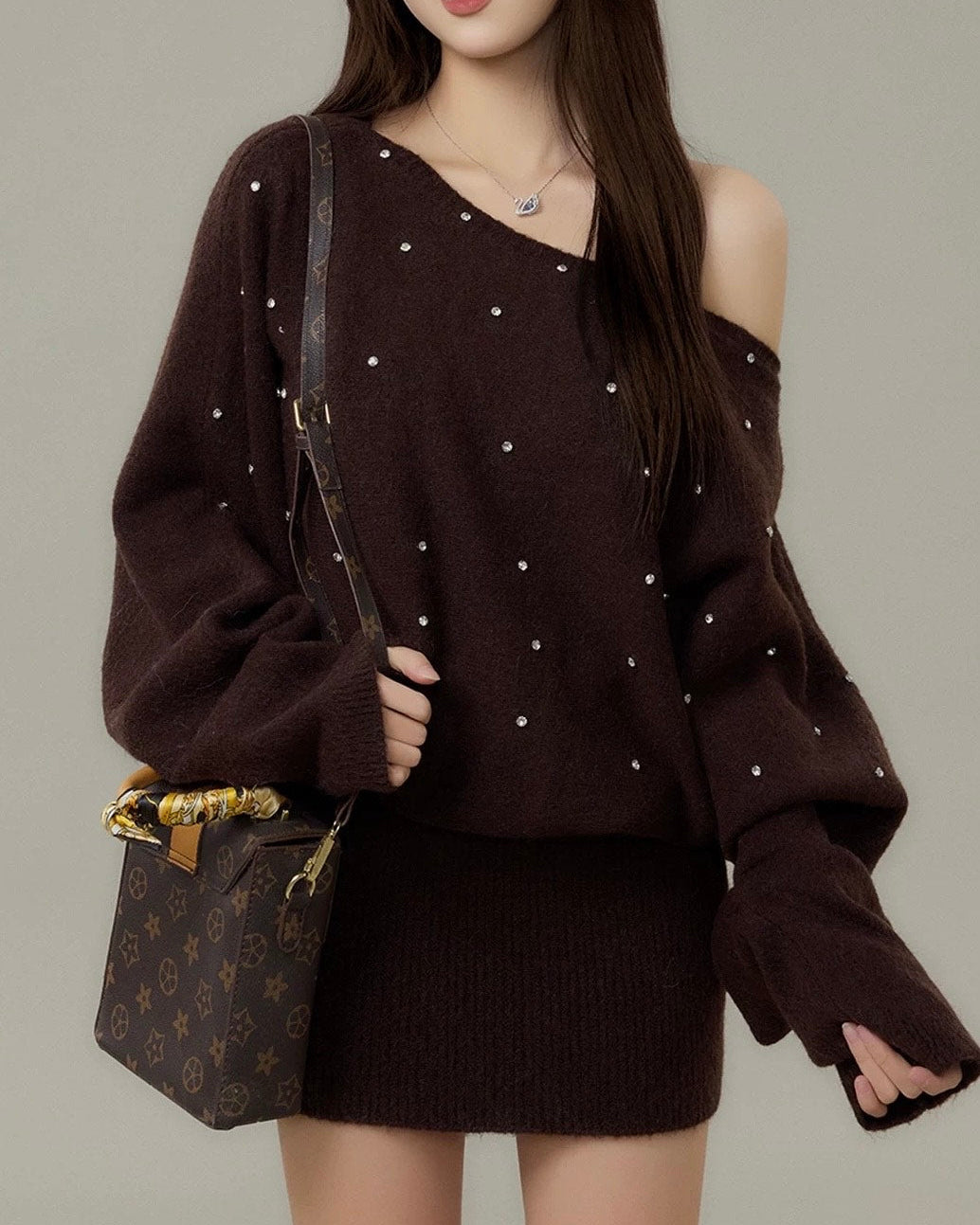 グリッタービジューニットワンピース Mc 706