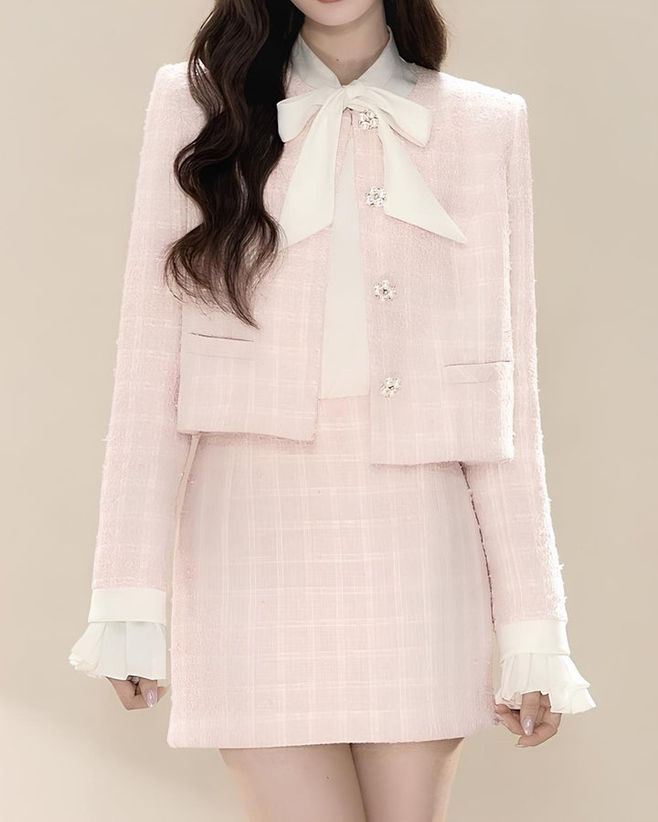 ツイードジャケット×ミニスカートセットアップ  Mc 734