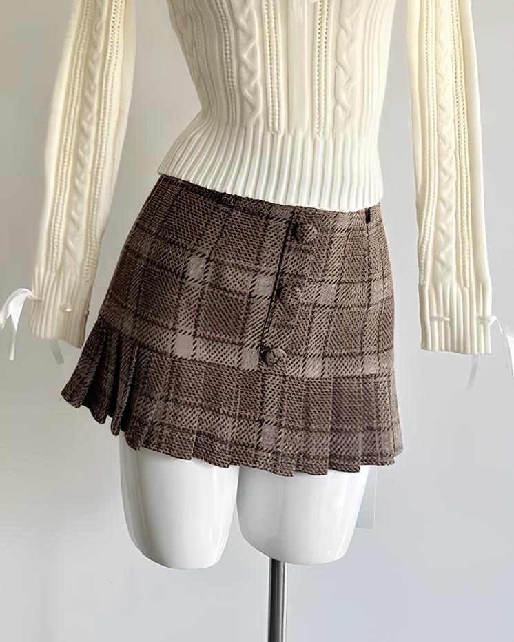 クラシカルチェックプリーツミニスカート Mc 724