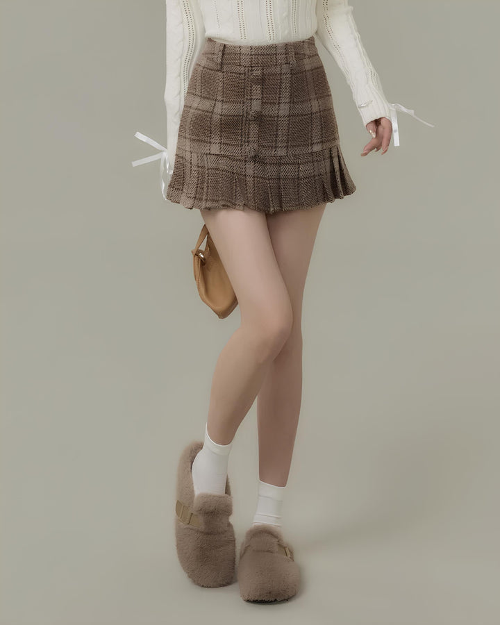 クラシカルチェックプリーツミニスカート Mc 724