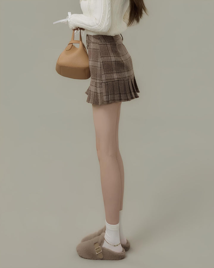 クラシカルチェックプリーツミニスカート Mc 724