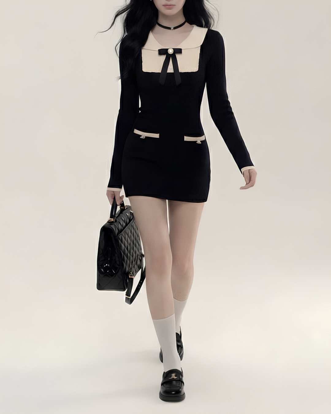 リボンカラータイトワンピース Mc 726