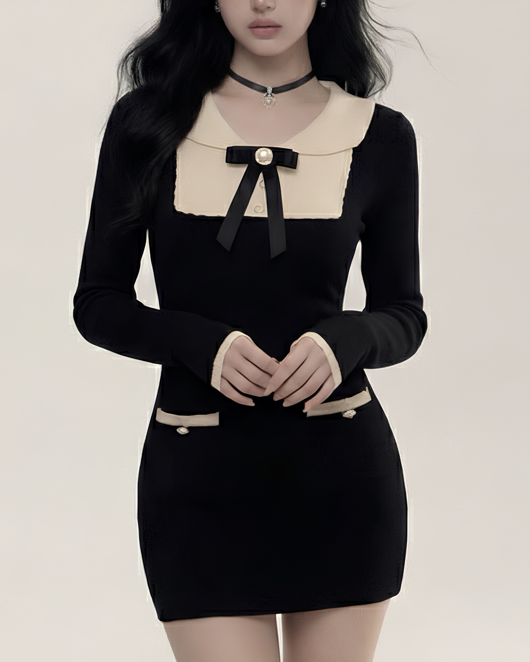 リボンカラータイトワンピース Mc 726