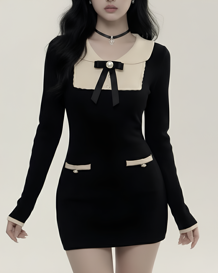 リボンカラータイトワンピース Mc 726