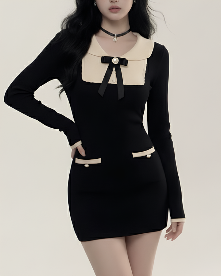 リボンカラータイトワンピース Mc 726