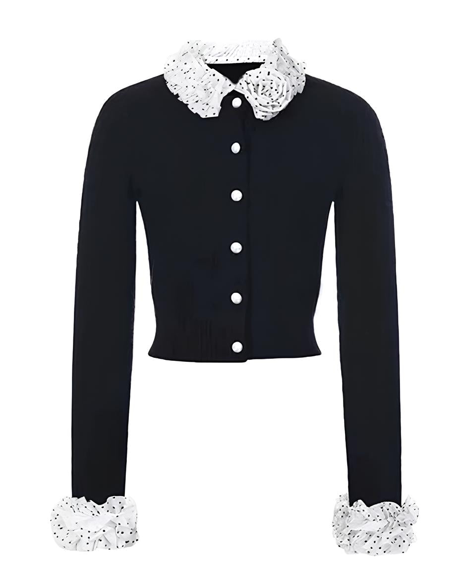 ドットフリルカラークロップドトップス Mc 727