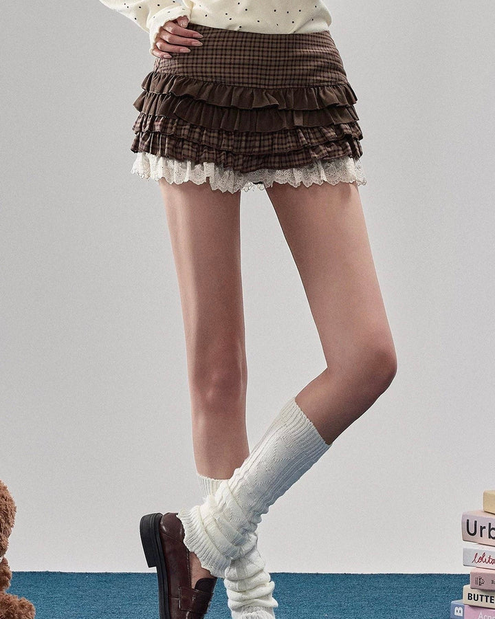チェックティアードミニスカート Mc 574