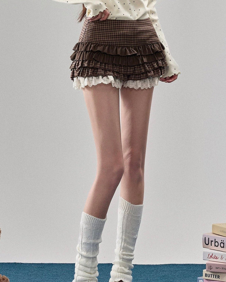 チェックティアードミニスカート Mc 574