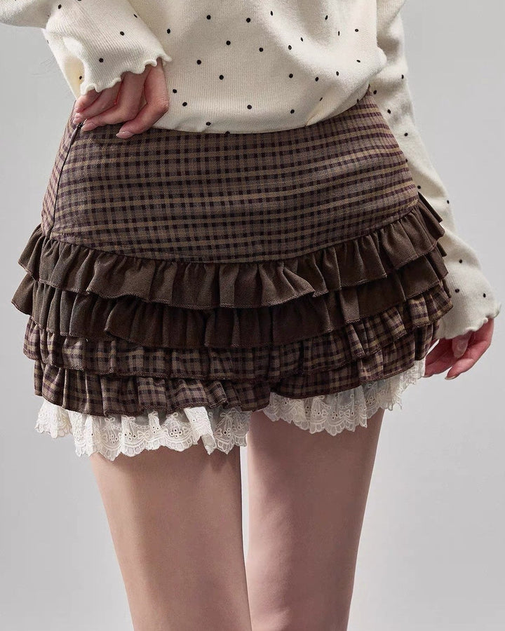 チェックティアードミニスカート Mc 574