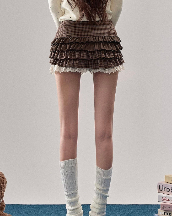 チェックティアードミニスカート Mc 574