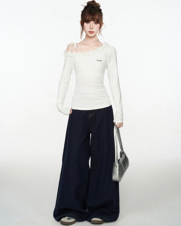 レースフリルワンショルロンT Mc591