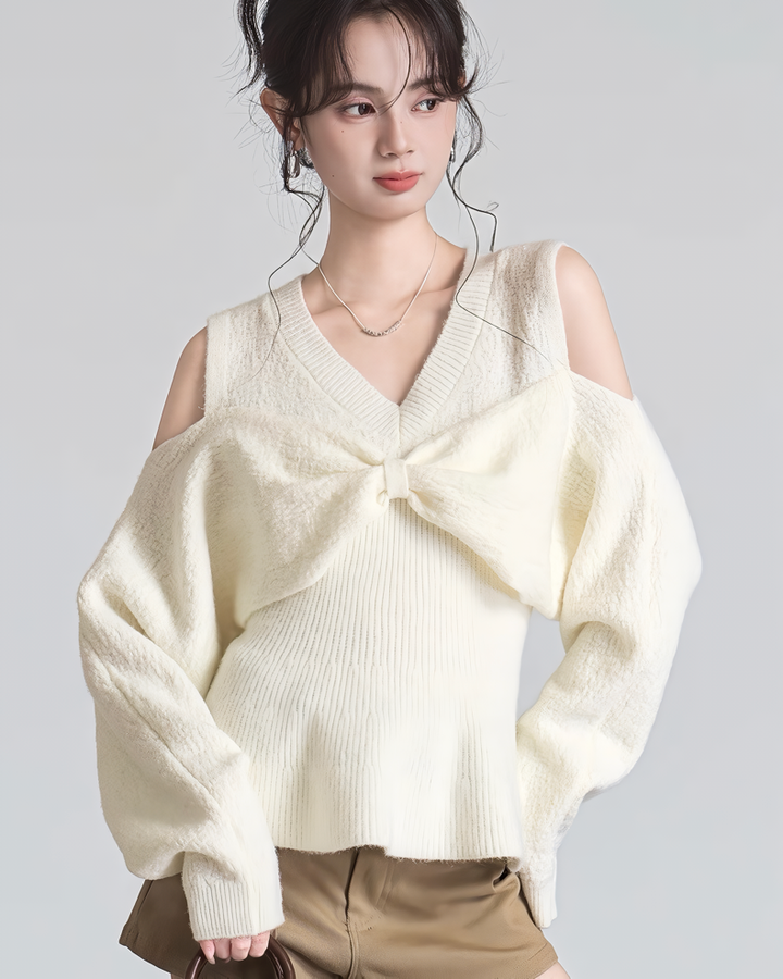 ショルダーリボンデザインニットトップス Mc 609