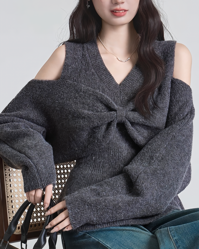 ショルダーリボンデザインニットトップス Mc 609