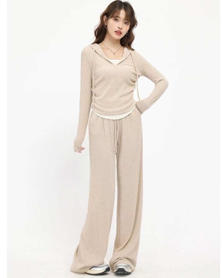 2wayレイヤード風フーディリラックスパンツセットアップ Mc 612