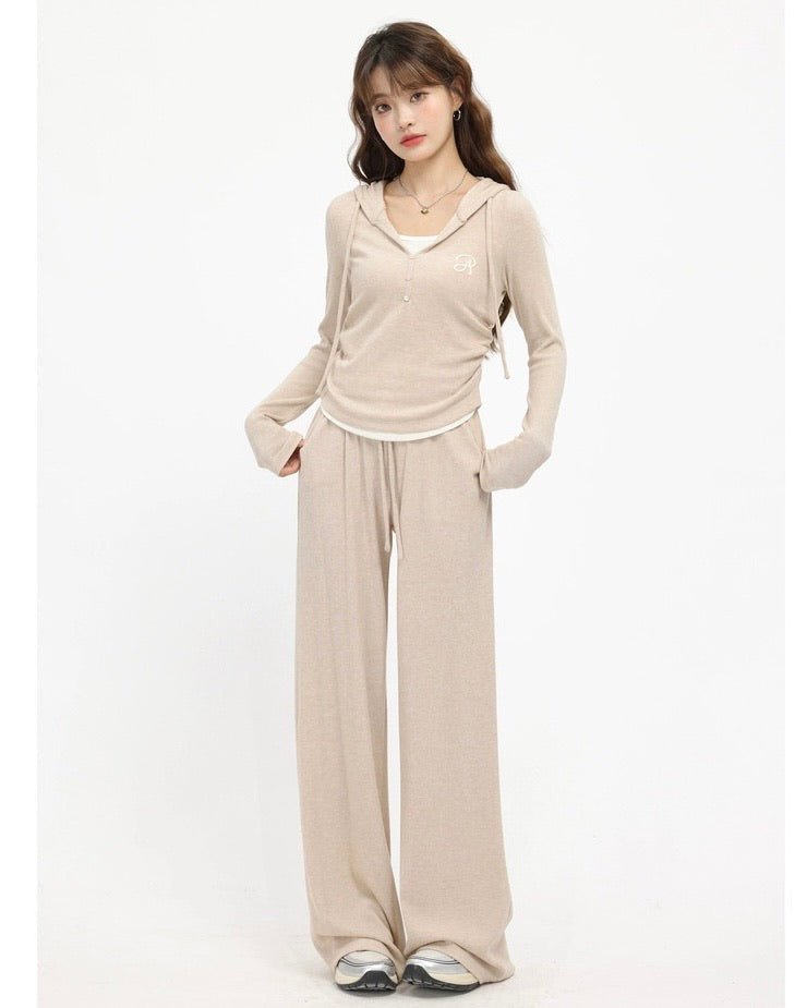 2wayレイヤード風フーディリラックスパンツセットアップ Mc 612