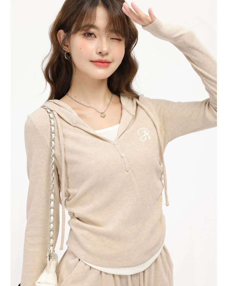 2wayレイヤード風フーディリラックスパンツセットアップ Mc 612