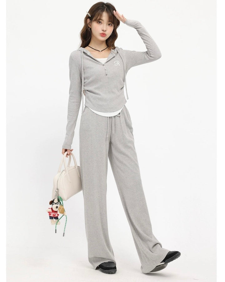 2wayレイヤード風フーディリラックスパンツセットアップ Mc 612