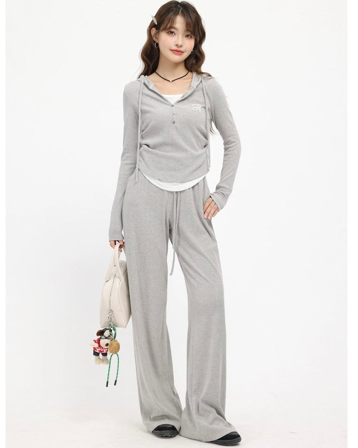 2wayレイヤード風フーディリラックスパンツセットアップ Mc 612