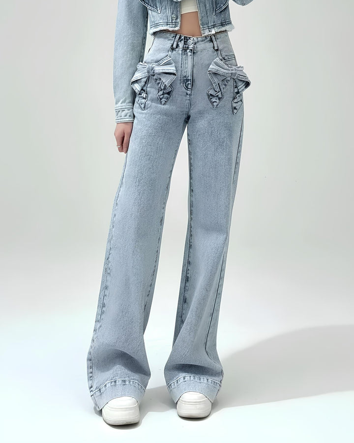 ダブルリボンデニムワイドパンツ　Mc 680