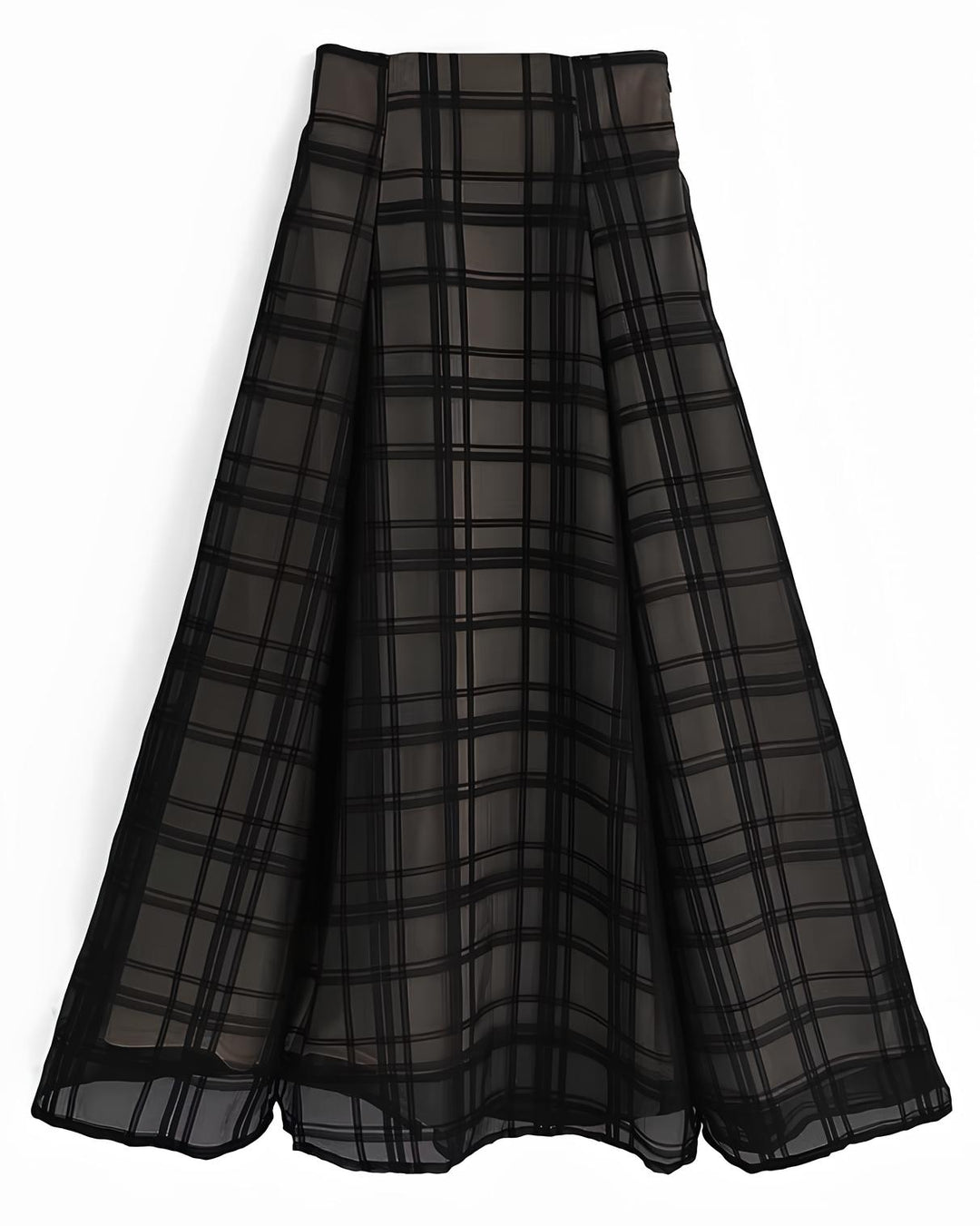 シアーチェック フレアロングスカート Mc 737