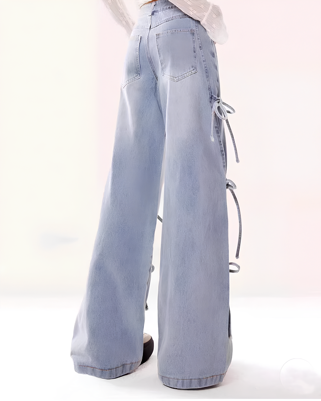 リボンレースアップ ワイドデニムパンツ Mc 739