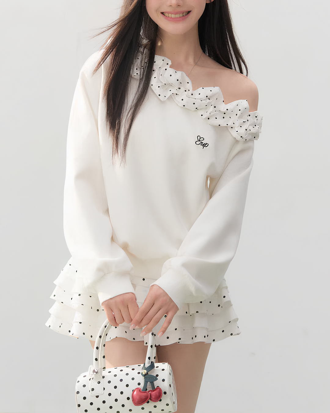 ドットフリルワンショルトップス Mc748