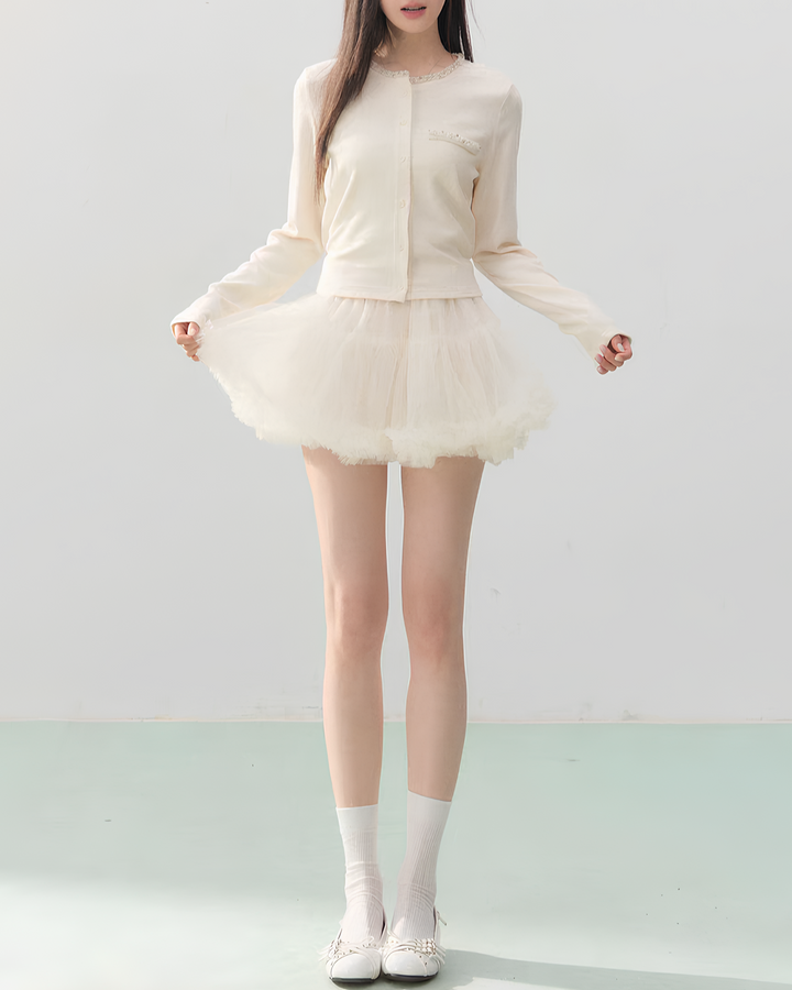 バックリボンビジューカーディガン Mc750