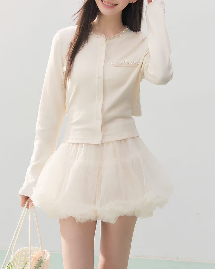 バックリボンビジューカーディガン Mc750