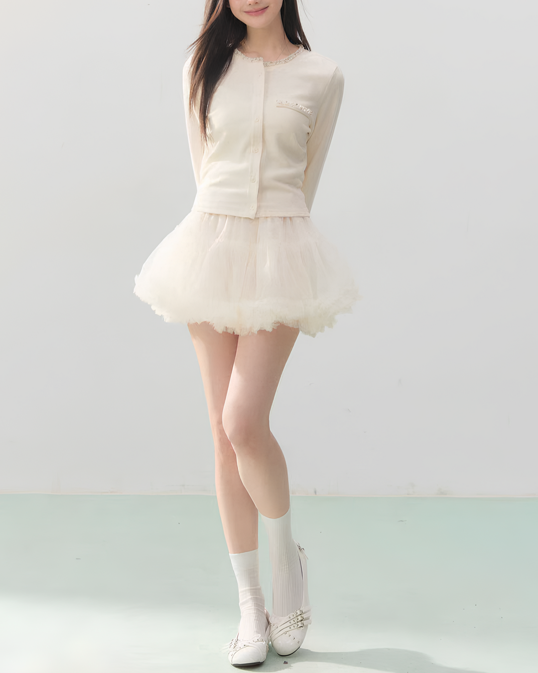 バックリボンビジューカーディガン Mc750