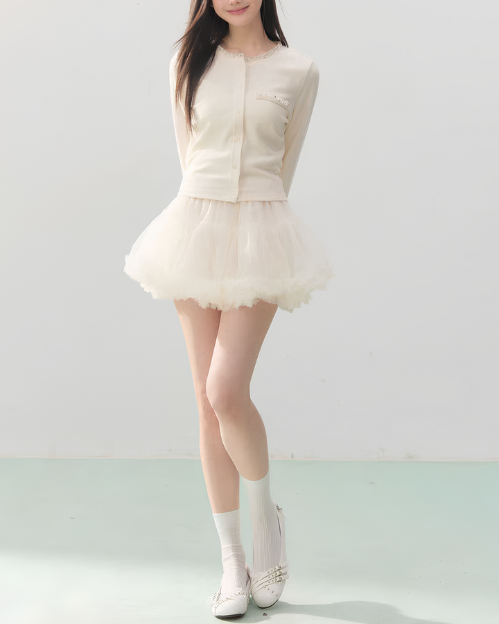 バックリボンビジューカーディガン Mc750