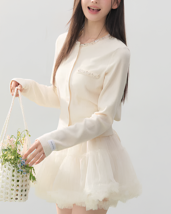 バックリボンビジューカーディガン Mc750