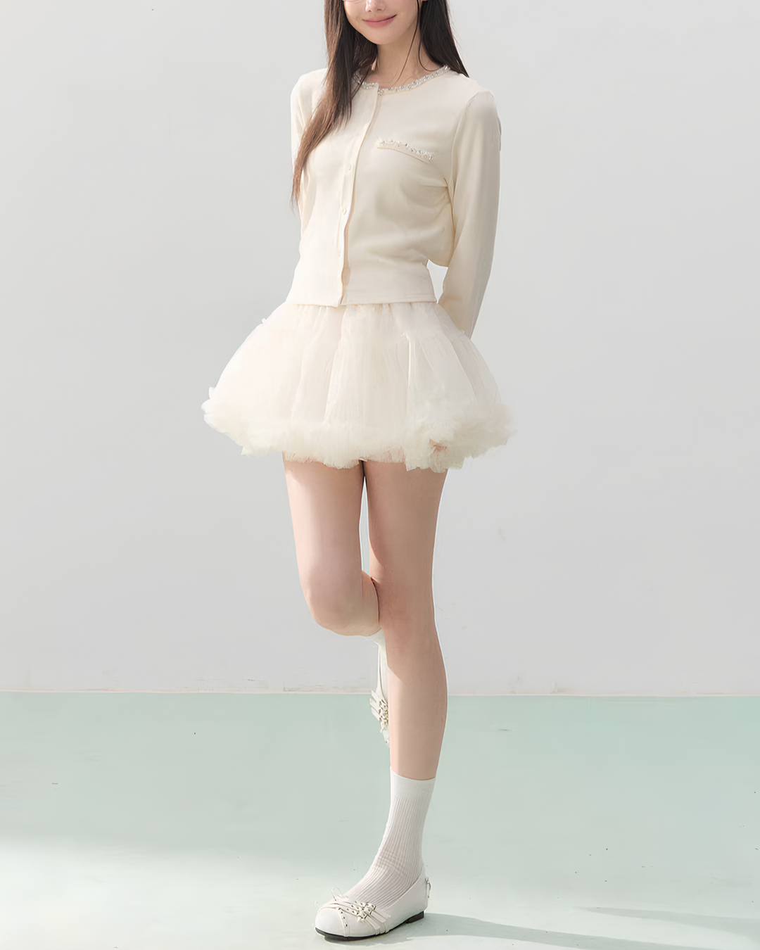 バックリボンビジューカーディガン Mc750