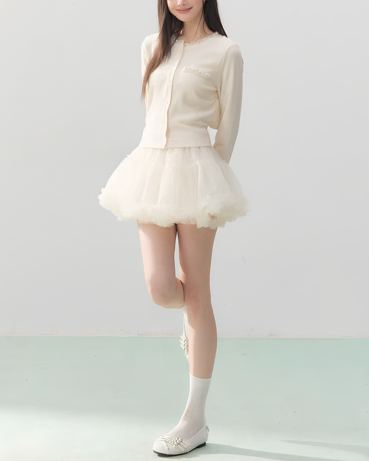 バックリボンビジューカーディガン Mc750