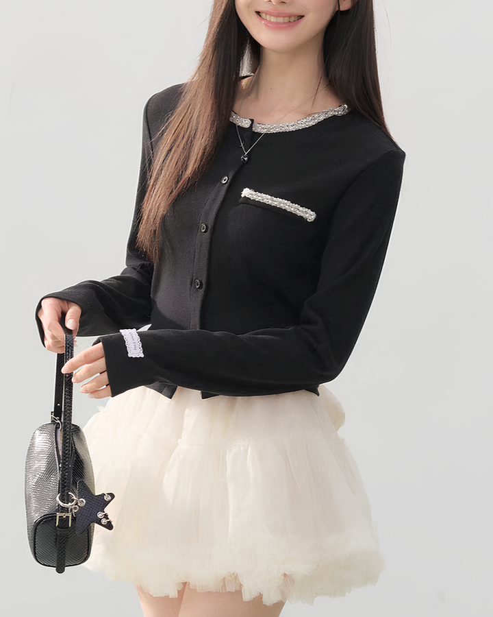 バックリボンビジューカーディガン Mc750