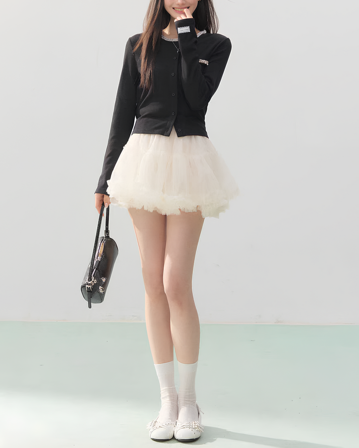 バックリボンビジューカーディガン Mc750