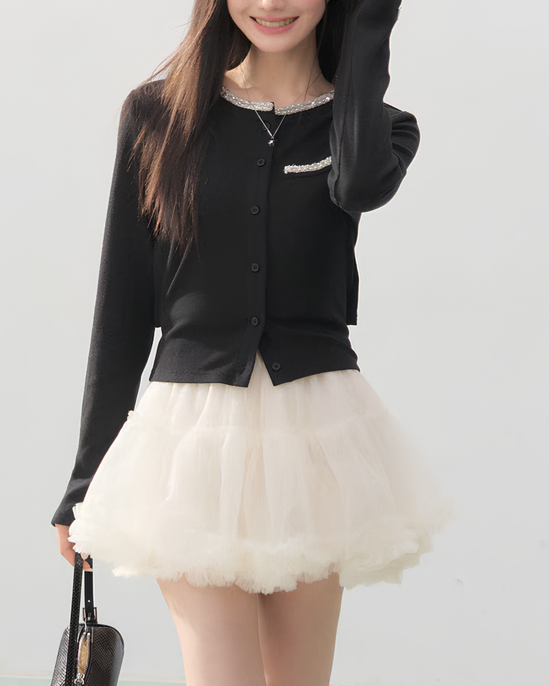 バックリボンビジューカーディガン Mc750