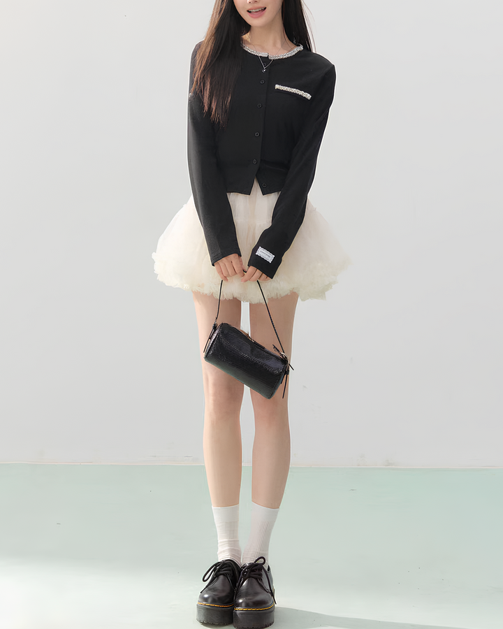 バックリボンビジューカーディガン Mc750