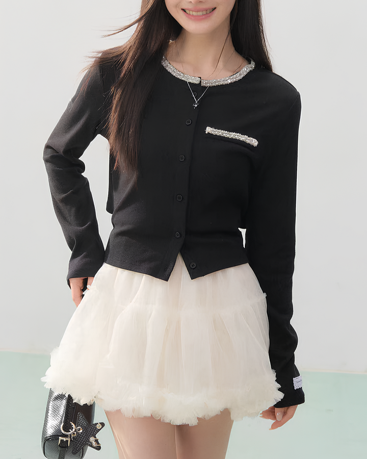 バックリボンビジューカーディガン Mc750