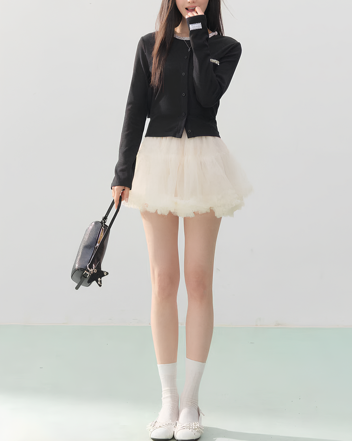 バックリボンビジューカーディガン Mc750