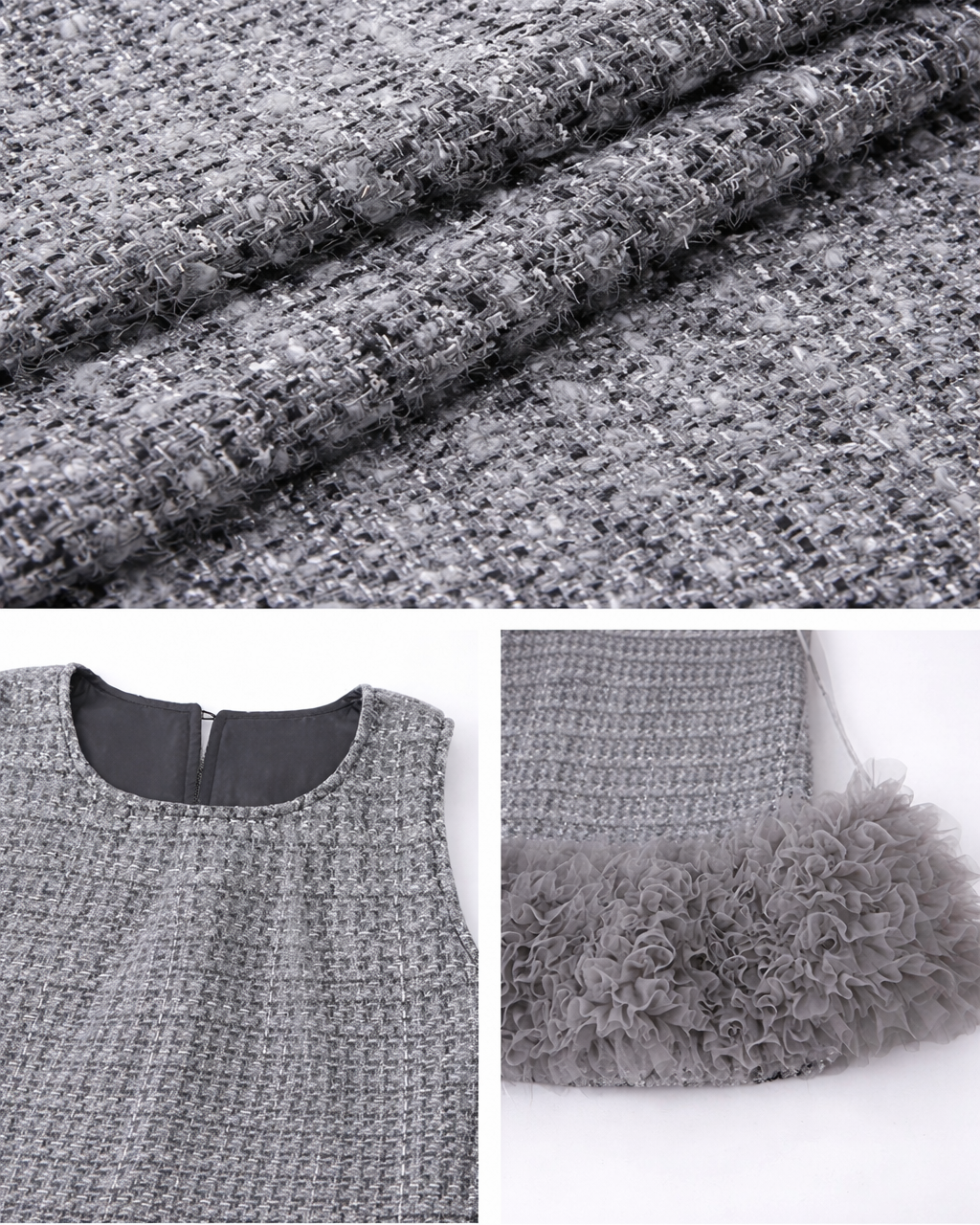 チュールフリルツイードワンピース　Mc 689