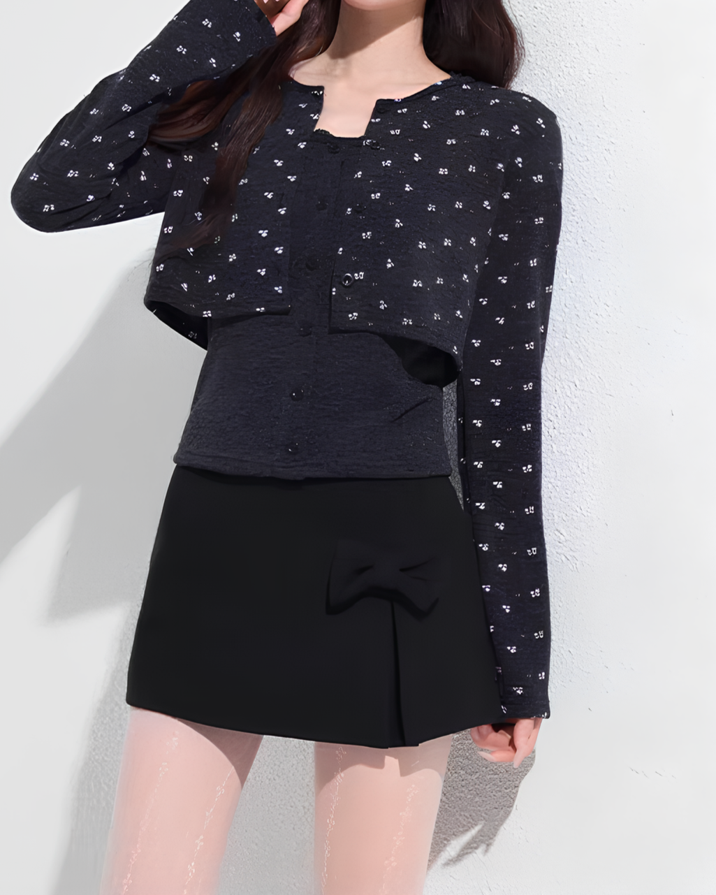 ミニフラワーレイヤードカーデトップスセット Mc 730