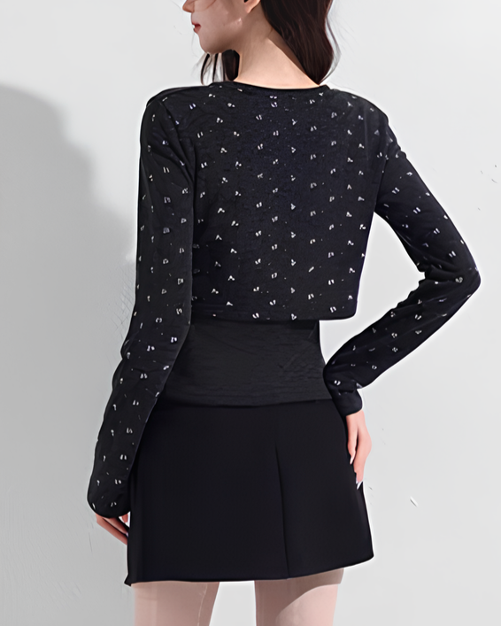 ミニフラワーレイヤードカーデトップスセット Mc 730