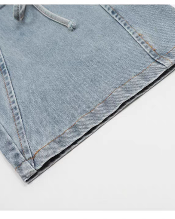 リボンレースアップ ワイドデニムパンツ Mc 739