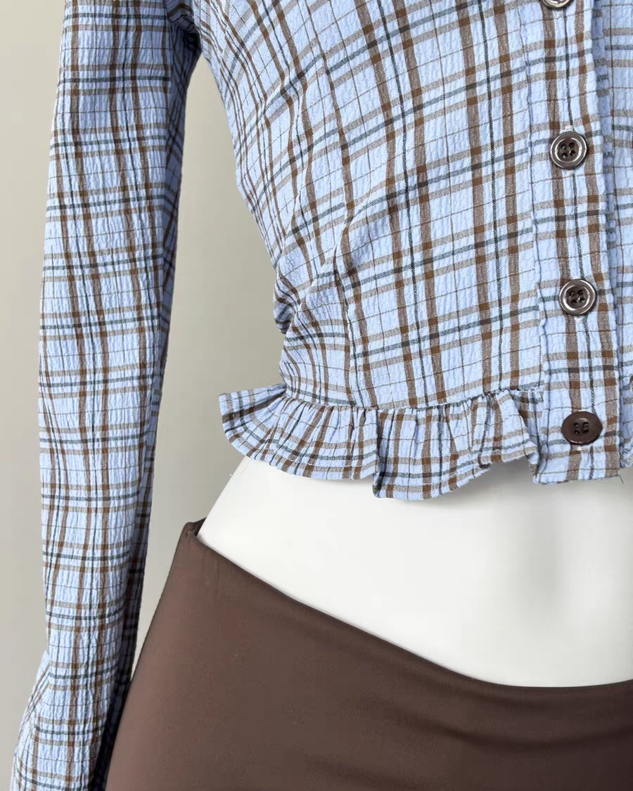 クラシックチェックオフショルトップス Mc763